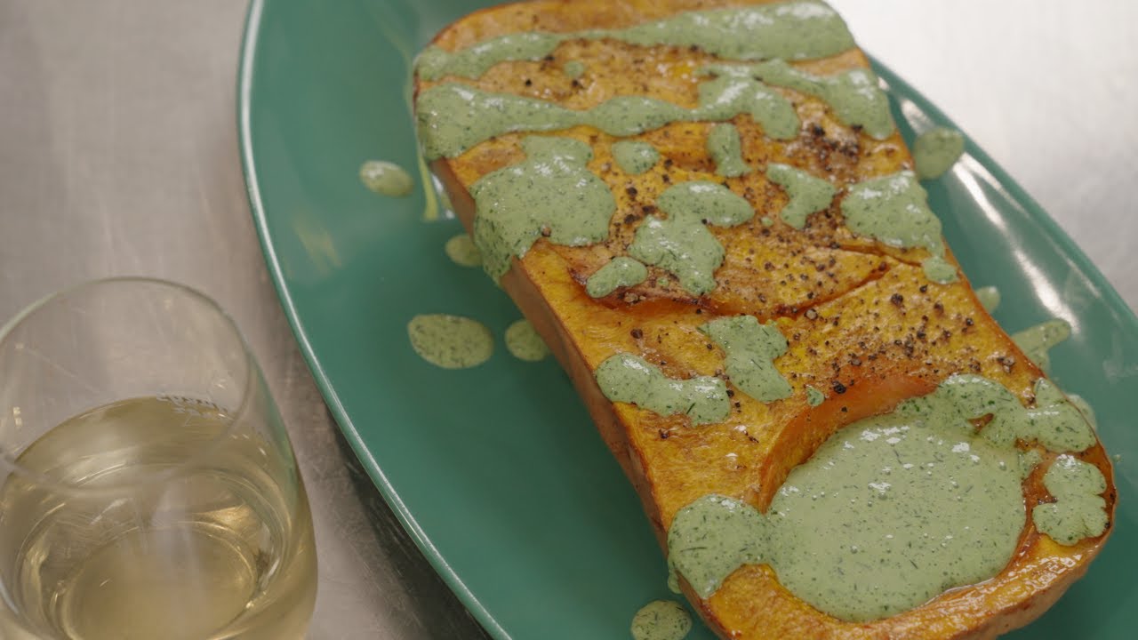 OVEN ROASTED PUMPKIN with Herb Chutney