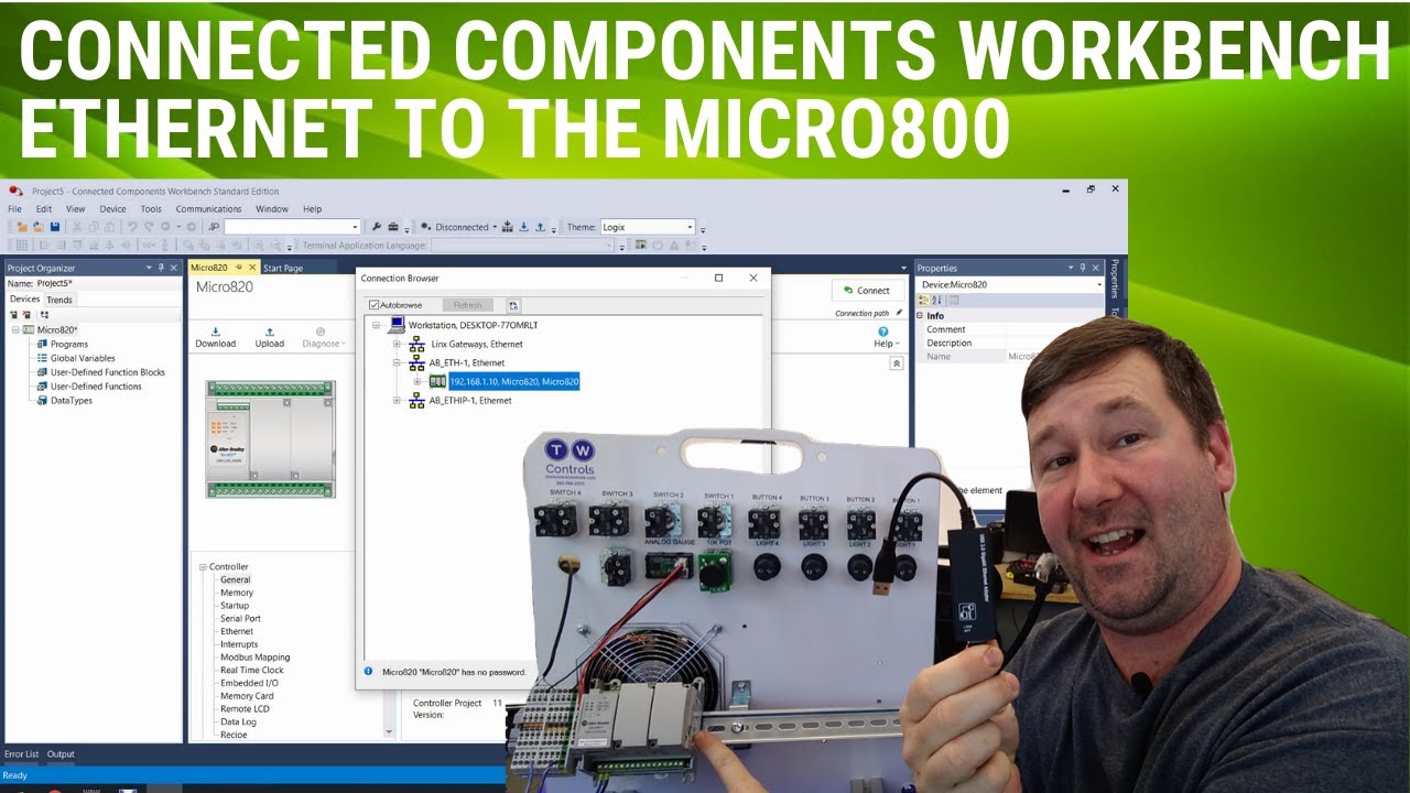 Connecting to Allen Bradley Micro800 PLC over Ethernet in CCW