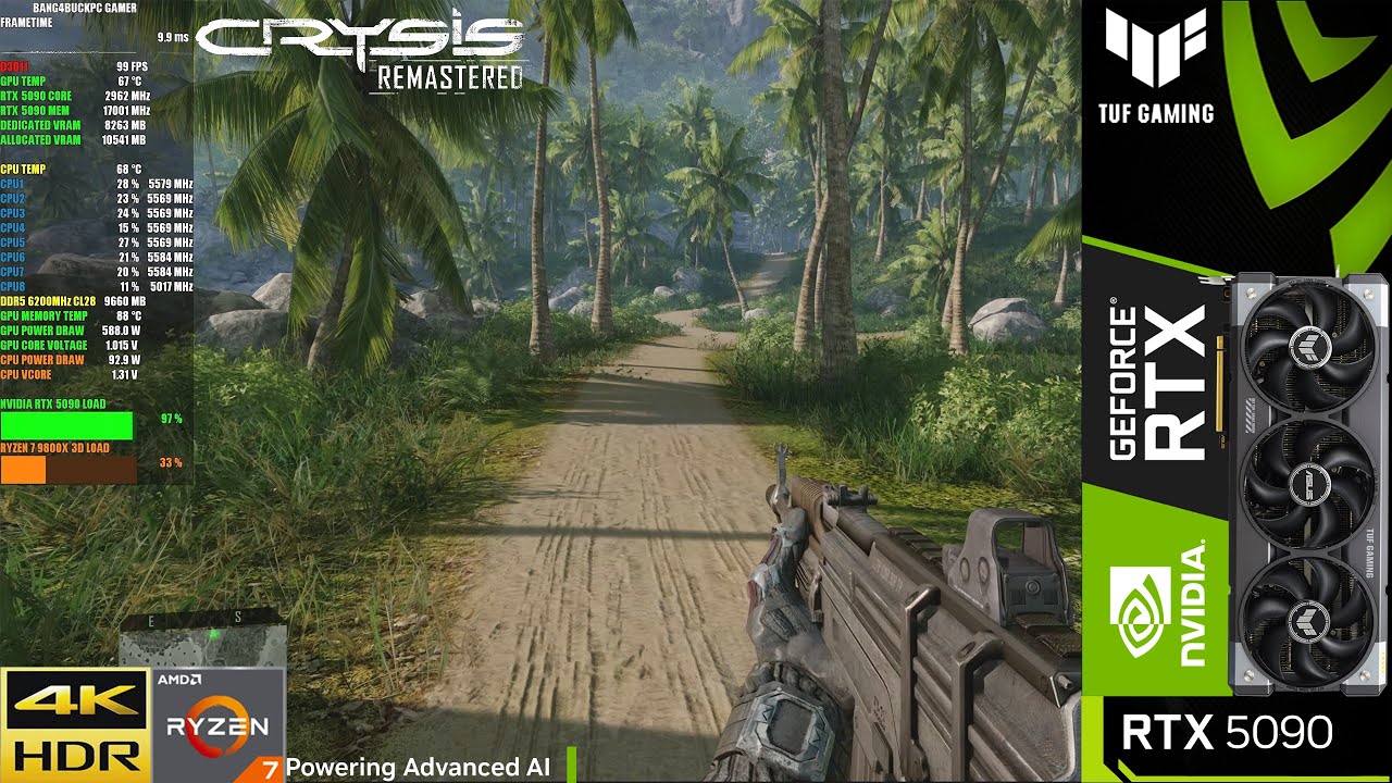Crysis Remastered, Maximum Settings, RT Boost 4K | RTX 5090 | R7 9800X3D 5.6GHz