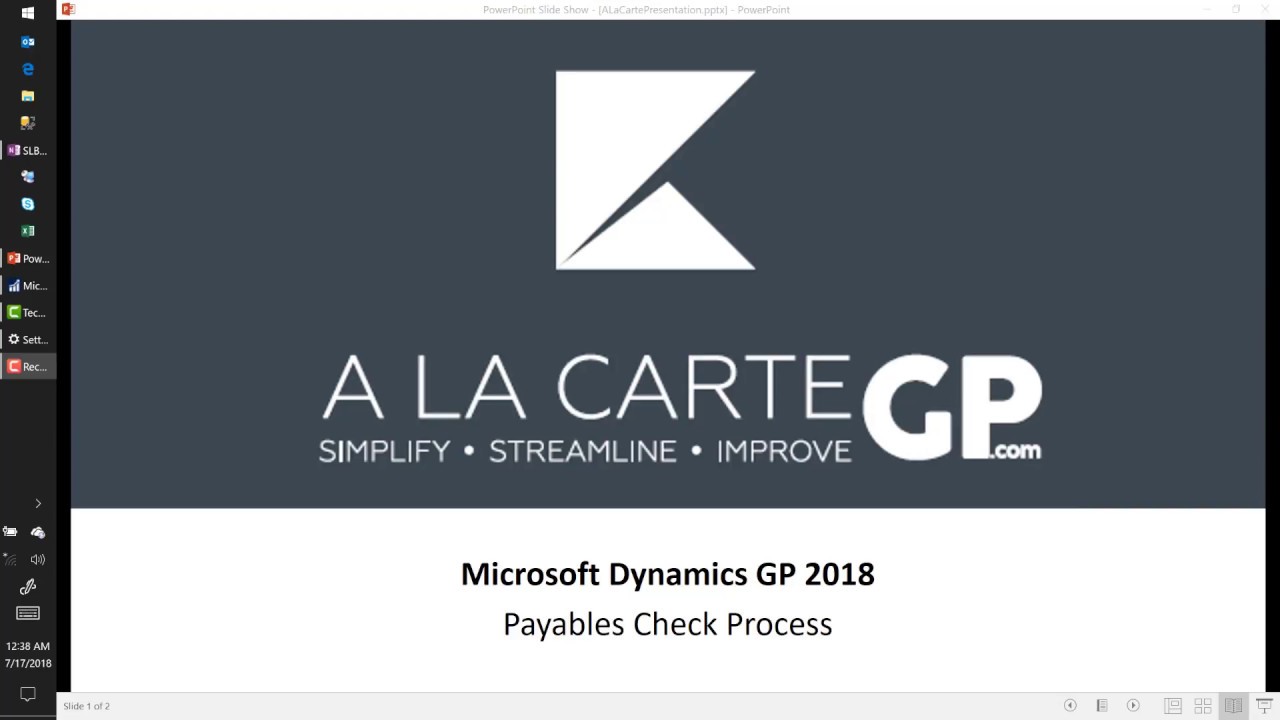 Microsoft Dynamics GP 2018 - Payables Payment Process