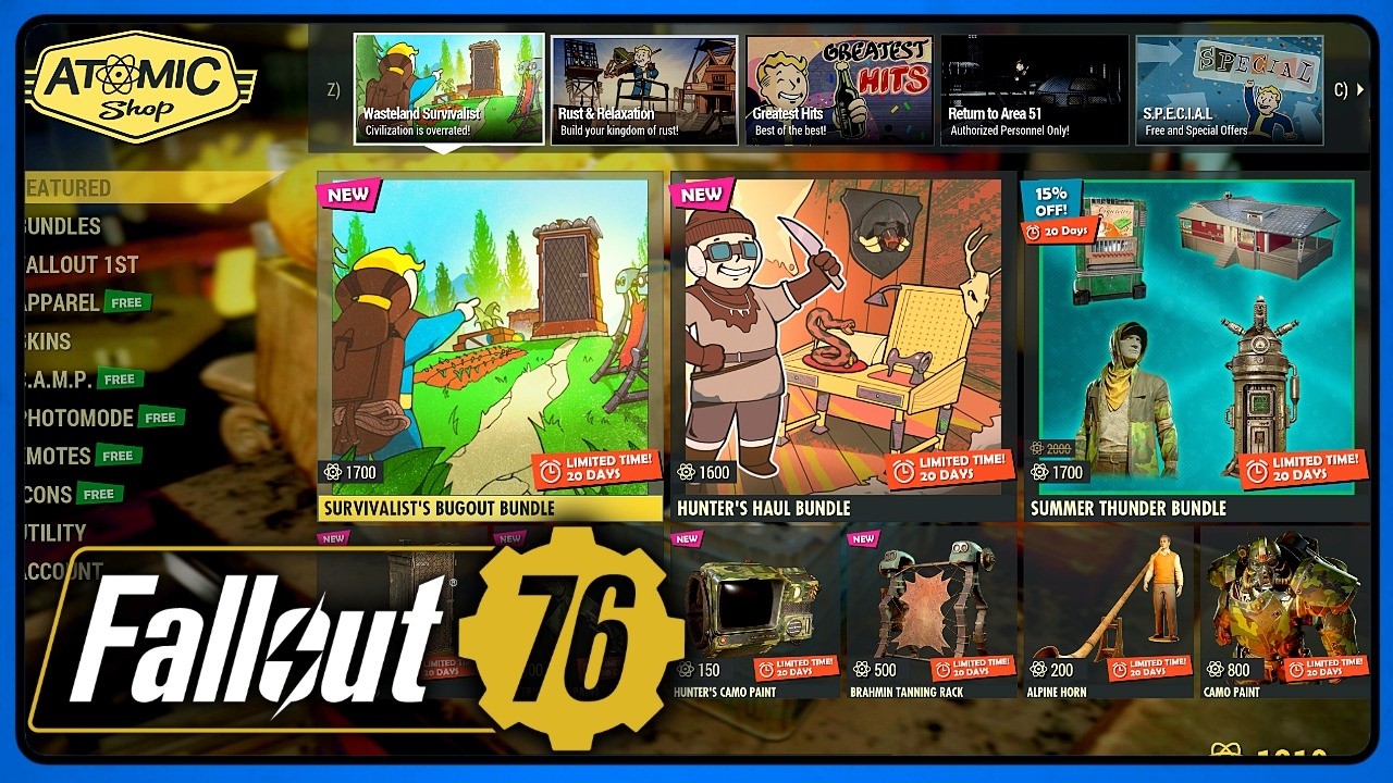 2 New Resource Producers. Atom Shop (May 12) Fallout 76