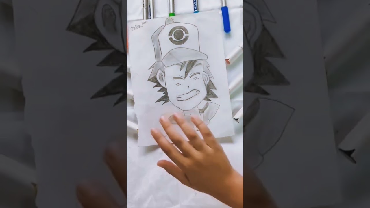 Pokemon character Ash sketch 