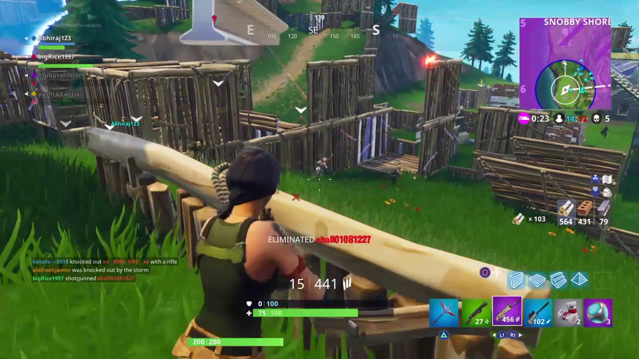 Fortnite Rambo game finisher with default skin