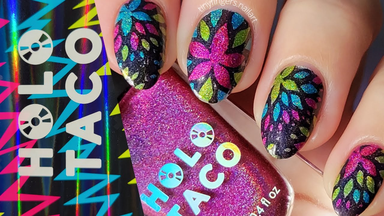Holo Taco Electric holos collection | Reverse stamping nail art
