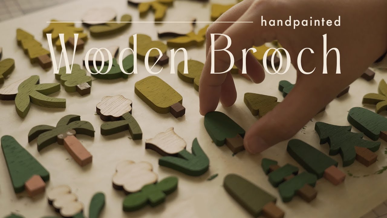 Making Hand-Painted Wooden Brooch ✦  Cozy Woodworking & Paint with Me 𓆝 𓆟 𓆞 𓆝 𓆟