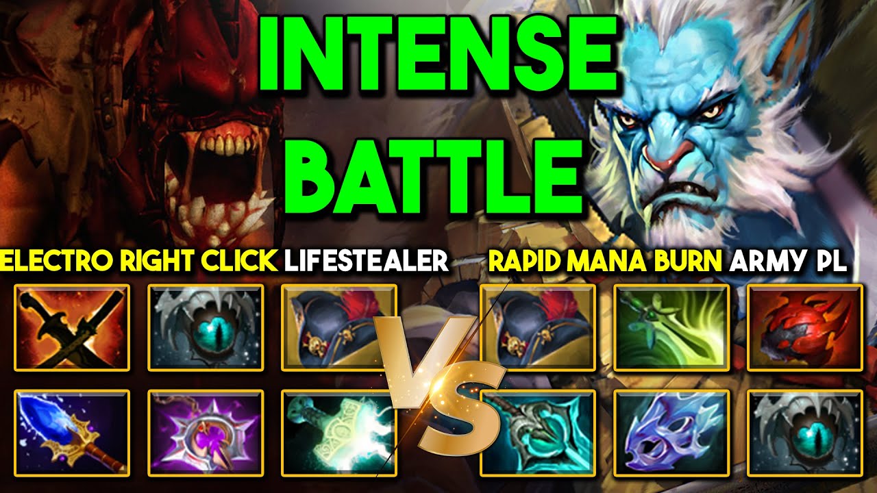 INTENSE LATE GAME BATTLE | ELECTRO RIGHT CLICK LIFESTEALER VS. RAPID MANA BURN PHANTOM LANCER DOTA 2