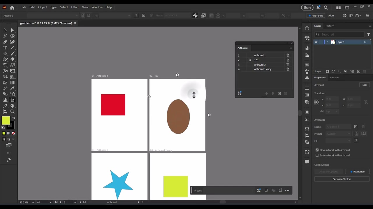Adobe Illustrator 2026 - Գունավորել և կողպել արտբորդները (Colorize and Lock Artboards) in Armenian