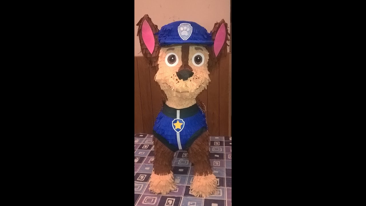 Piñata de Chase, How to make  Paw Patrol  piñata, Patrulla Canina,