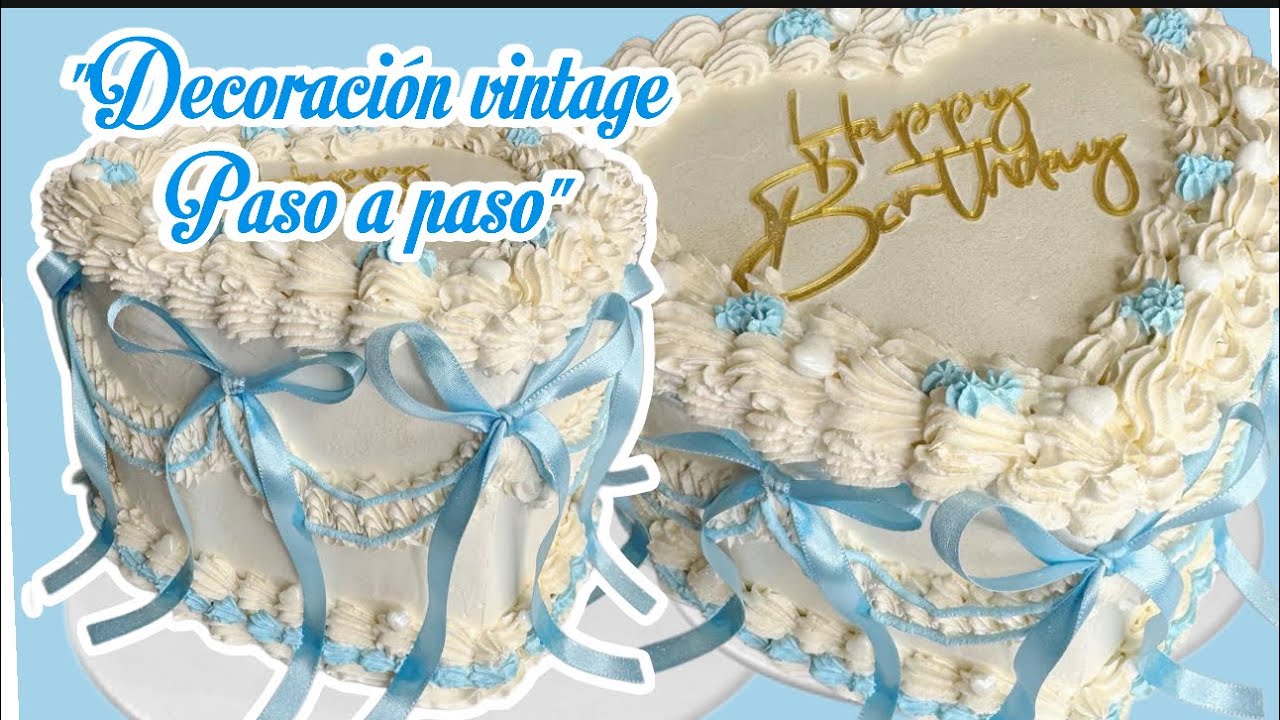 PASTEL DE CORAZÓN VINTAGE. Te enseño a decorar así. #cakedesign #cakedecorating #cake 