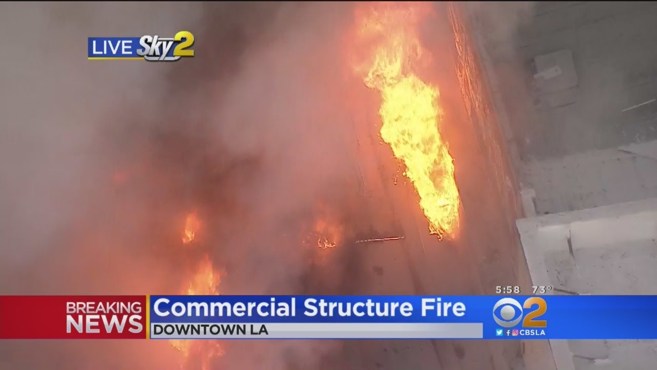 Fire Crews Battling Blaze At Downtown LA Commercial Building