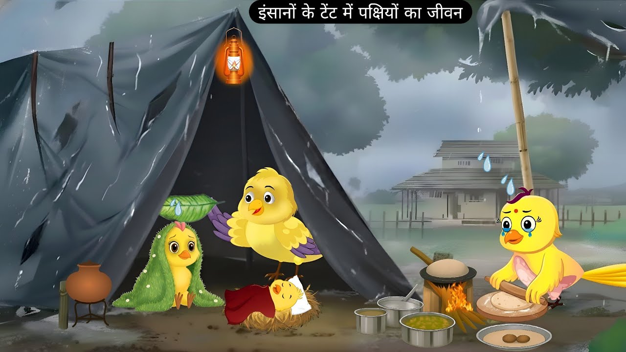 इंसानों के टेंट में पक्षियों का जीवन | Birds Cartoon | Moral Hindi Story | Rima Bird's Story | 