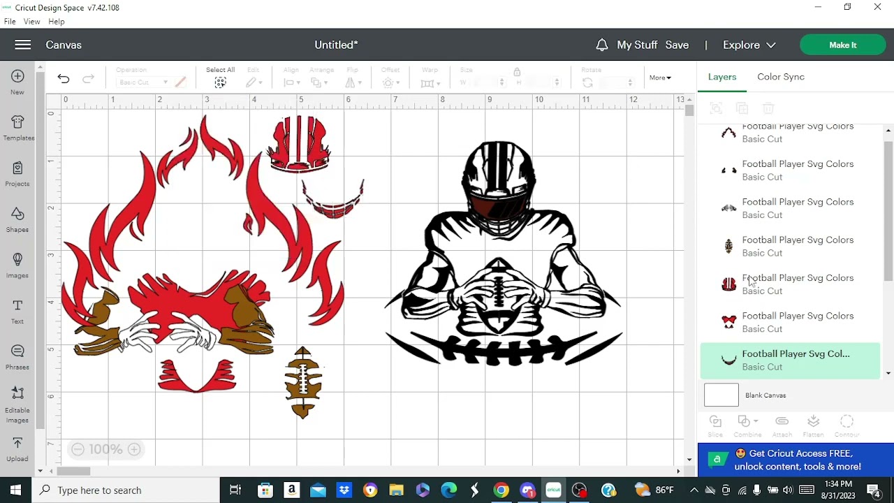 Cricut Tutorial: How to change the colors on the football player svg