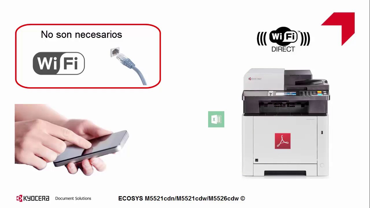 ECOSYS M5526cdw Configuración de WiFi Direct usando KYOCERA Mobile Print
