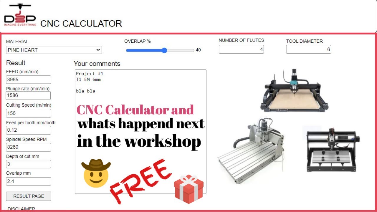 Performance CNC Calculator and what's happened next in the workshop