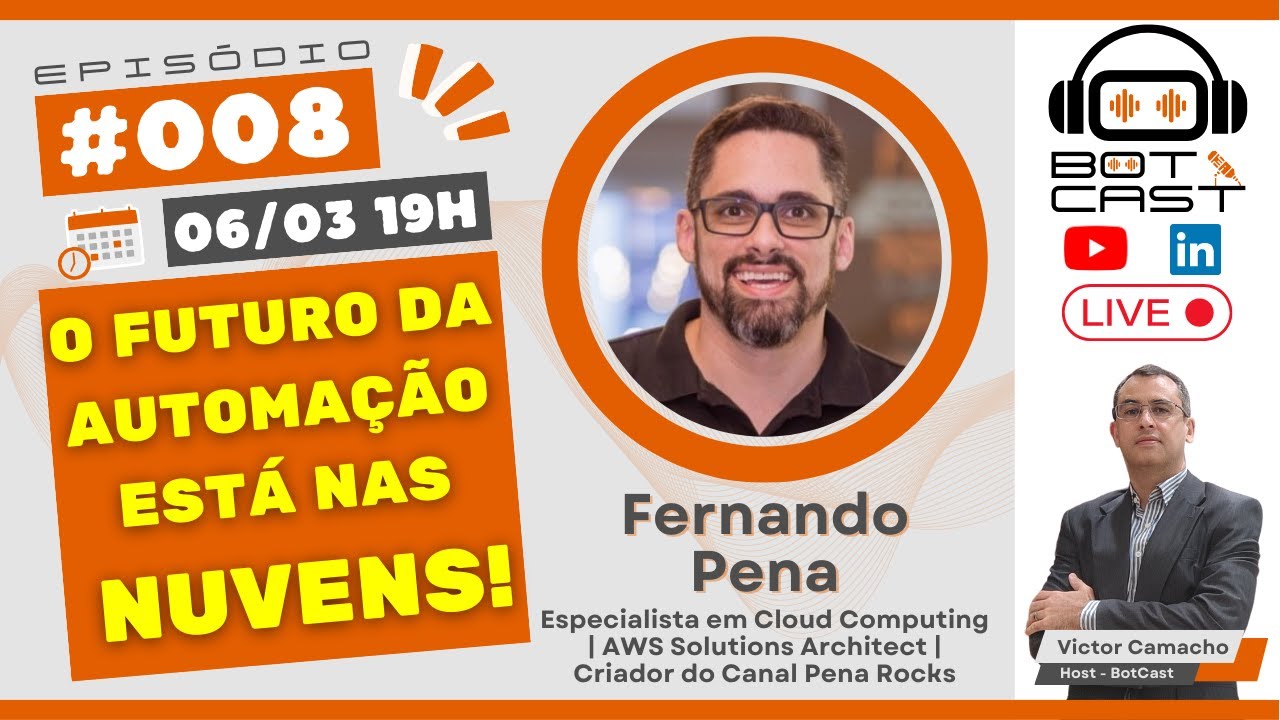 O futuro da automa&ccedil;&atilde;o est&aacute; nas  nuvens! - BotCast Ep #008 - com Fernando Pena