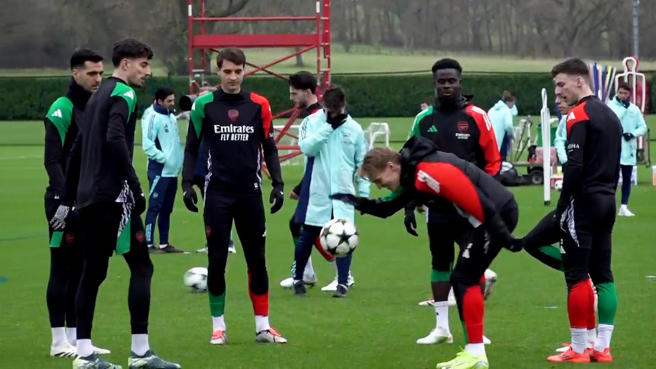 Timber, Zinchenko, Calafiori, Gabriel, Partey, White ALL OUT! | Arsenal train ahead of Monaco in CL