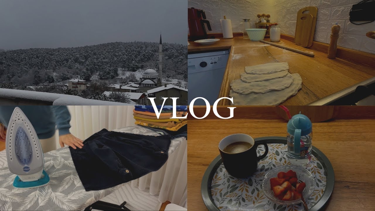 Evde Karlı bir günümüz ⛄️❄️|Gözleme yaptım😅|Rutin ev işleri 🧹🧼| Oğlumla evdeyiz☕️🥛 