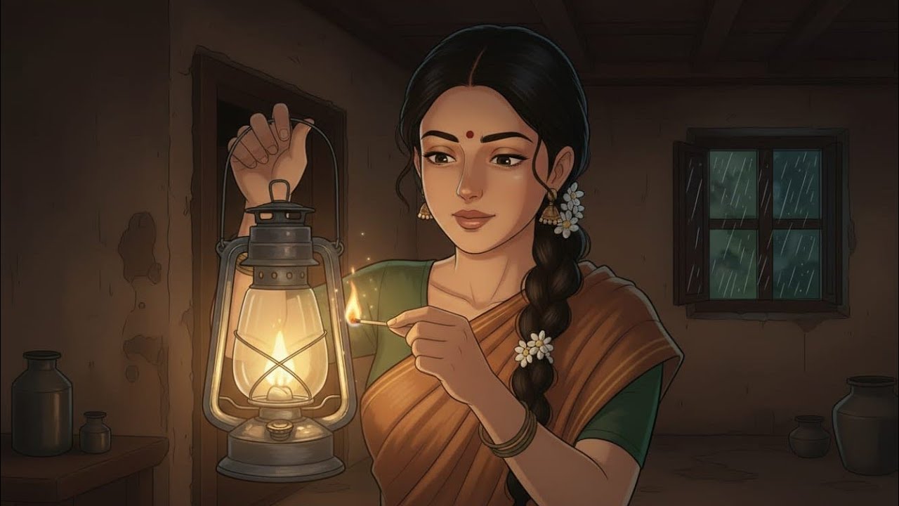 Cozy Monsoon Power Cut Dinner 🕯️ 1990s Indian Village Life | Ghibli Style ASMR