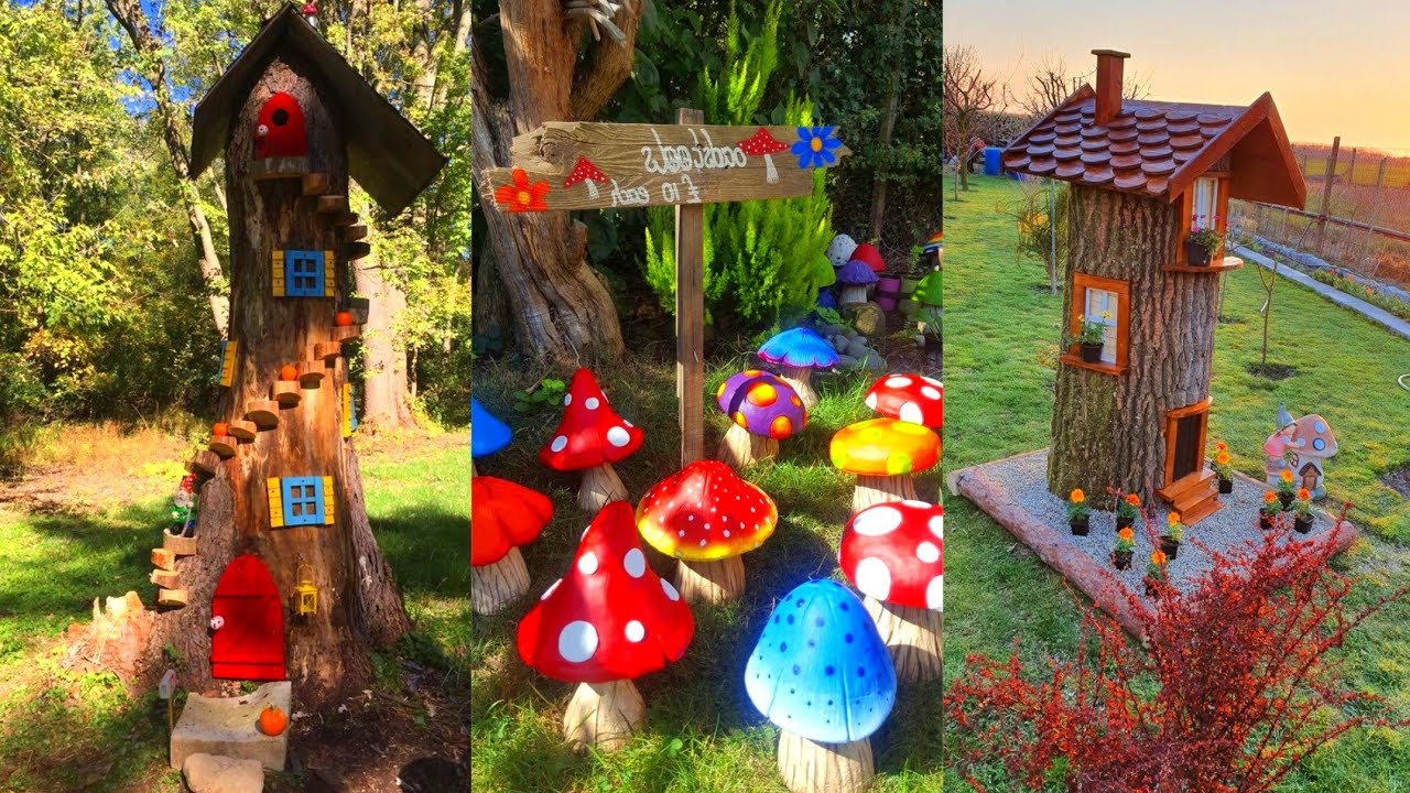 Como usar casas de troncos de árvores na decoração do seu jardim!