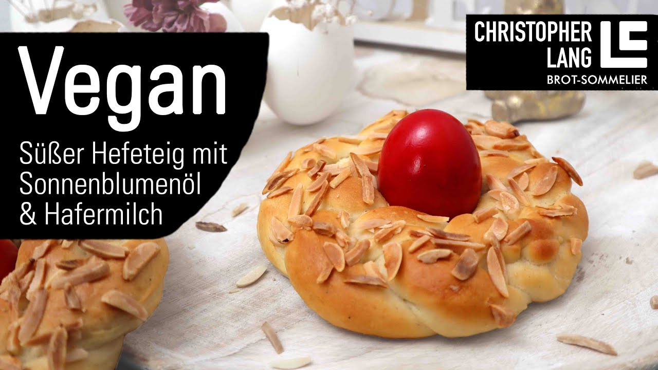 VEGANER OSTERKRANZ mit Hafermilch | Dreistrangzopf Rezept flechten & backen | Christopher Lang