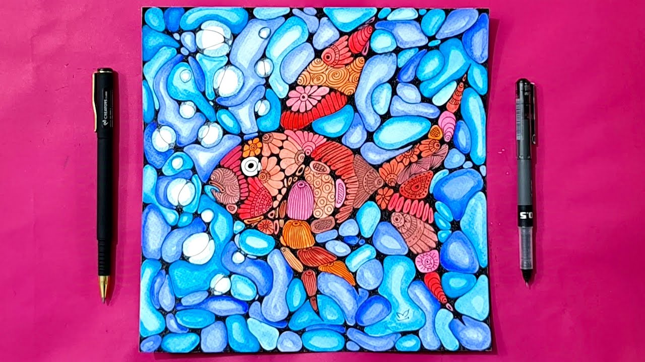 Mesmerizing Goldfish Zendoodle || Relaxing Art Against Chaos