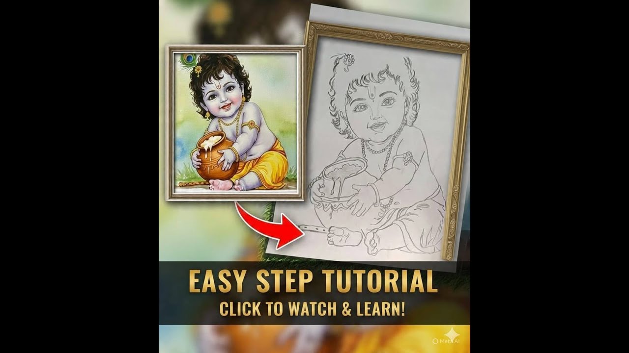 Step-by-Step: How to Draw Baby Krishna!