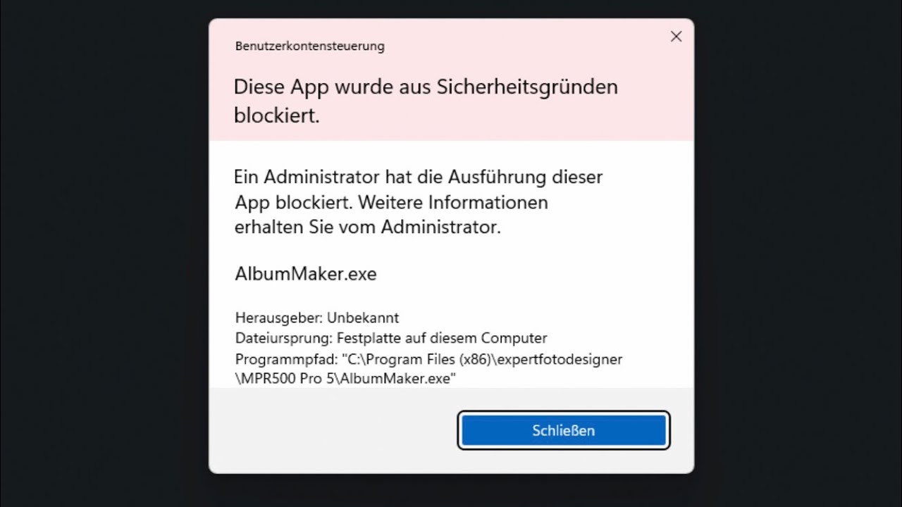 Diese App wurde aus Sicherheitsgründen blockiert.