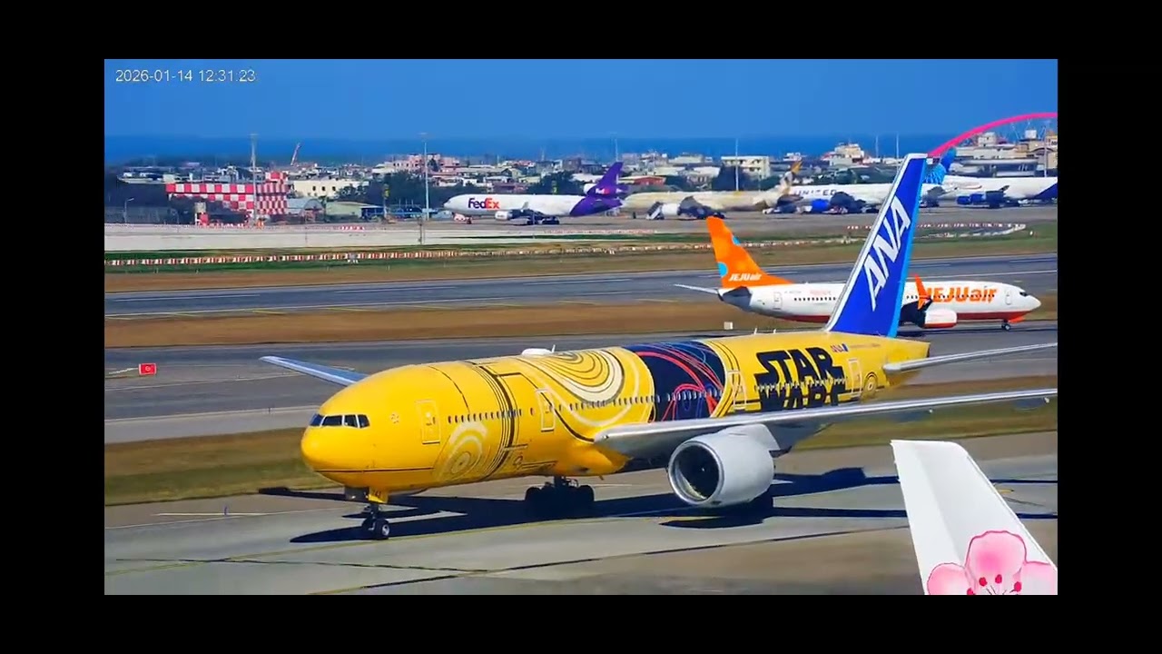日本全日空ANA星際大戰彩繪機TPE 4K桃園國際機場 北跑道觀景台即時影像 SAMSUNG GALAXY S25Plus 螢幕錄影模式