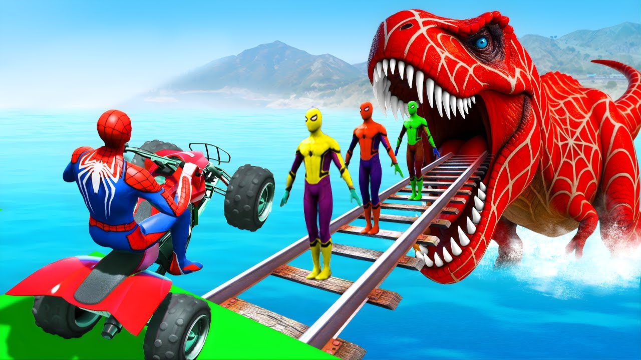 الرجل العنكبوت انقاذ باتمRAINBOW SPIDER-MAN Rescue Brainrot vs Dinosaur funny Game GTA 5 superheroes