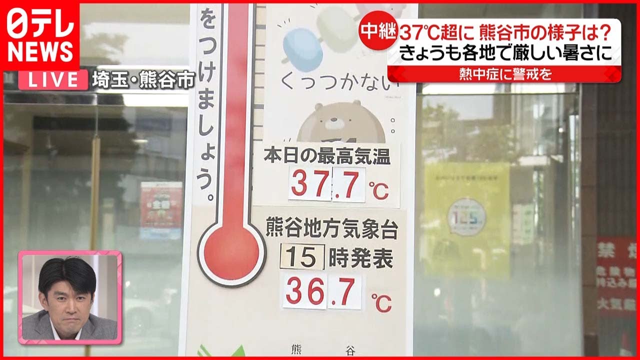 【中継】“日本一暑い街”熊谷市  最高気温37.7℃に…現在の様子は？