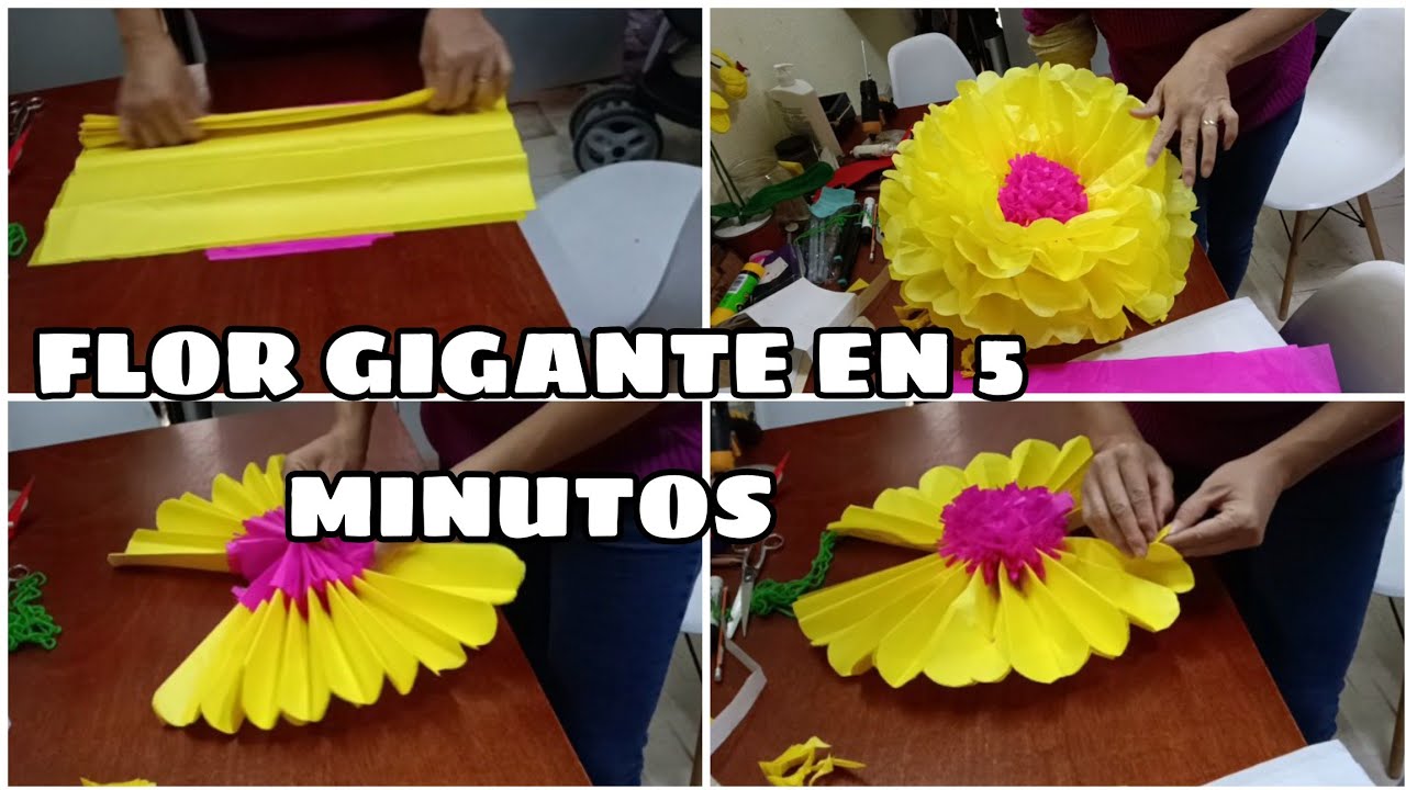 Flor GIGANTE de papel china fácil y rapida