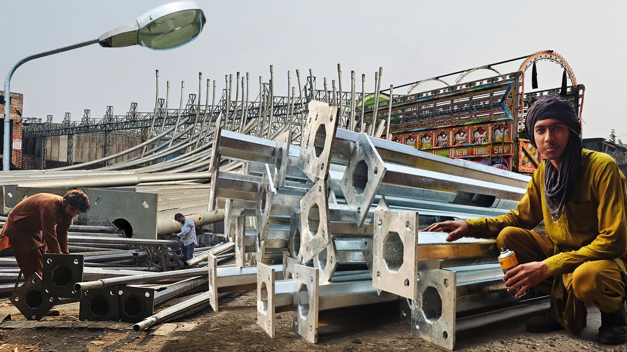 Amazing Process Of Making Street Light Poles