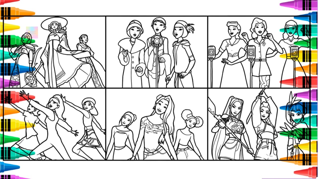 Satisfying Coloring All Generations of Huntrix 🎨 KPop Demon Hunters Coloring Pages