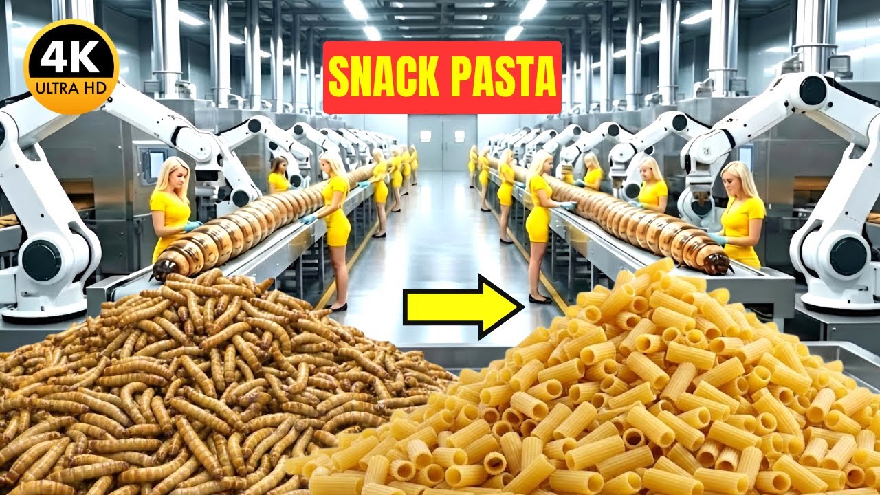 Inside Factory: HOW 5,000,000 Mealworms Are Crushed Down to Make PASTA SNACK #Factoryprocess