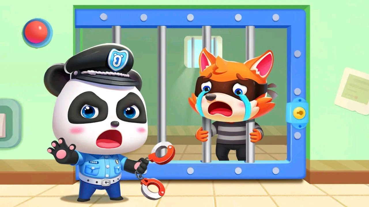 Police Cartoon: Sheriff Little Panda - Help Police Kiki to Catch the Skipping Bad Guys - BayBus Game