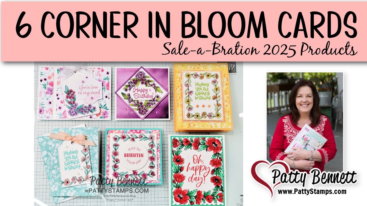 Make 6 cards with Sale-a-Bration Corner in Bloom set