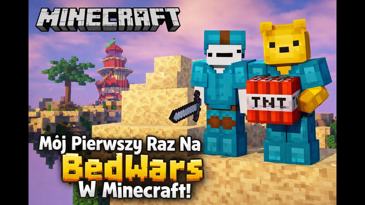 Mój Pierwszy Raz Na BedWars W Minecraft!!! | Wygraliśmy |
