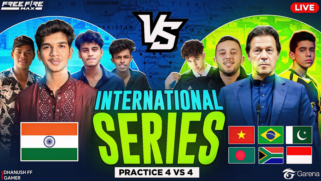 🏆 INTERNATIONAL SERIES🌏 🇮🇳 , 🇧🇷 , 🇵🇰  | DFG PRACTICE  4 V 4🔥| FREE FIRE IN TELUGU #dfg #freefire