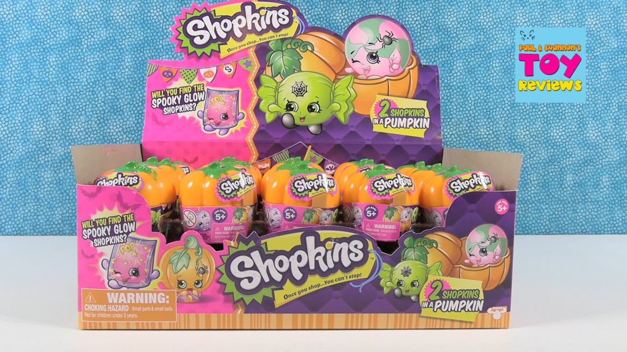 Shopkins Pumpkin Spooky Glow GITD Full Case Blind Bag Opening Review | PSToyReviews
