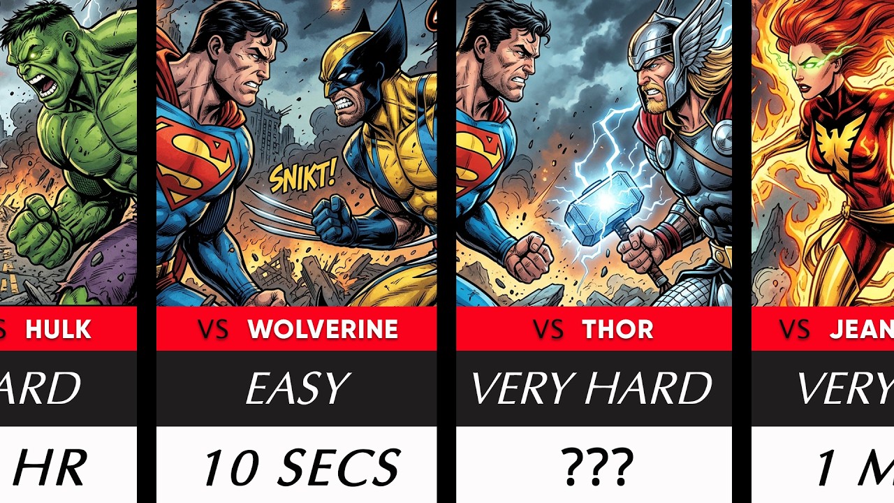 How Fast Can Superman Defeat Every Major Marvel Hero? (1v1 Battles)