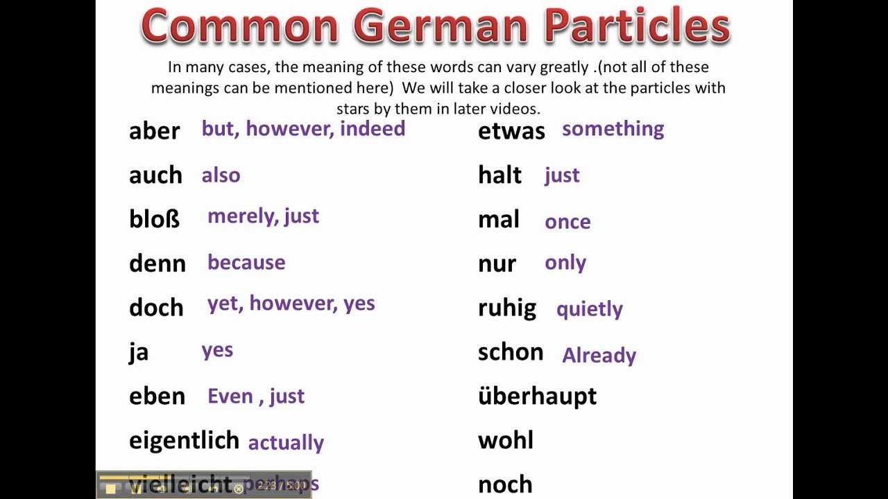 Introduction to German Particles (Overview) - www.germanforspalding.org