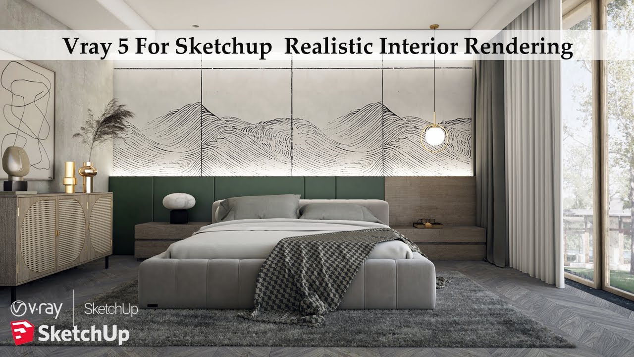 Vray 5 For Sketchup Realistic bed Room Interior Rendering Tutorial