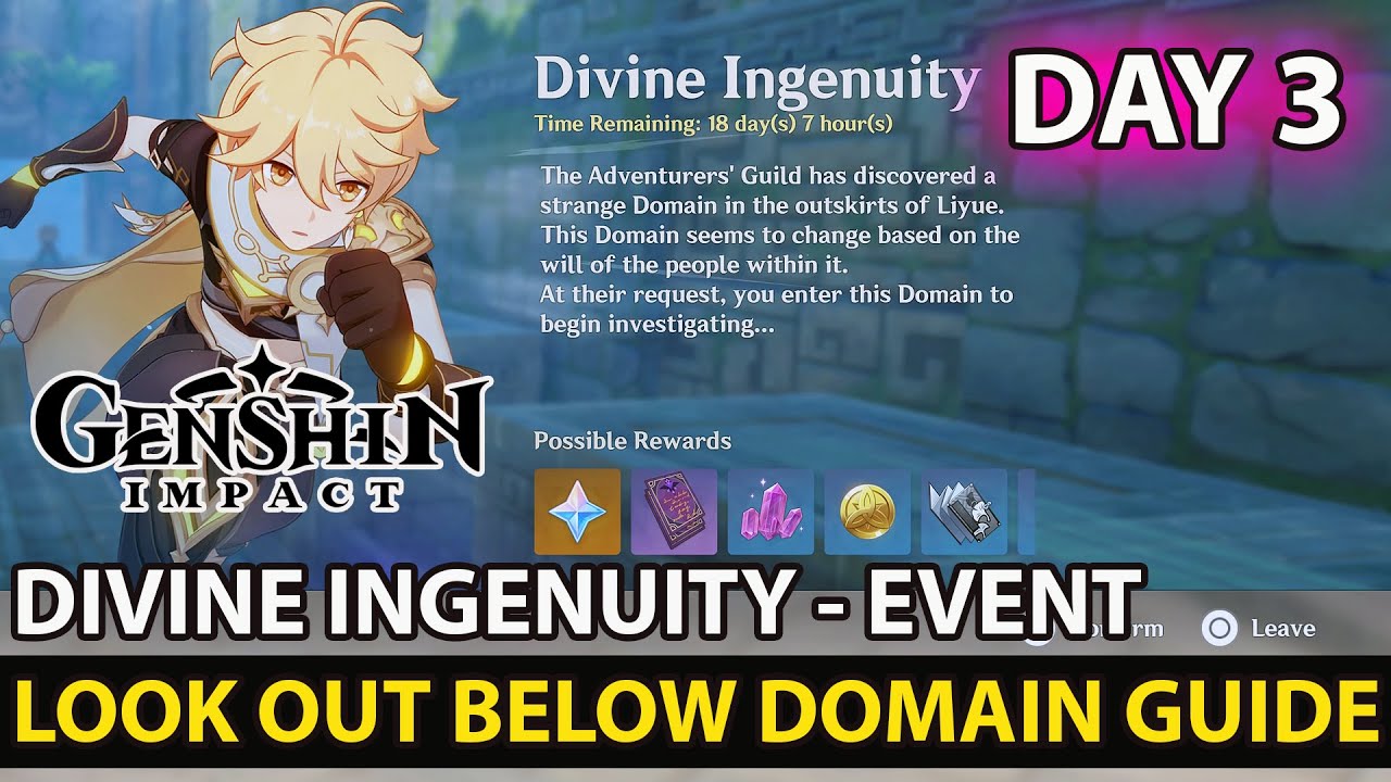 Genshin Impact - How To Complete Divine Ingenuity Event  Day 3 Look Out Below Domain Guide