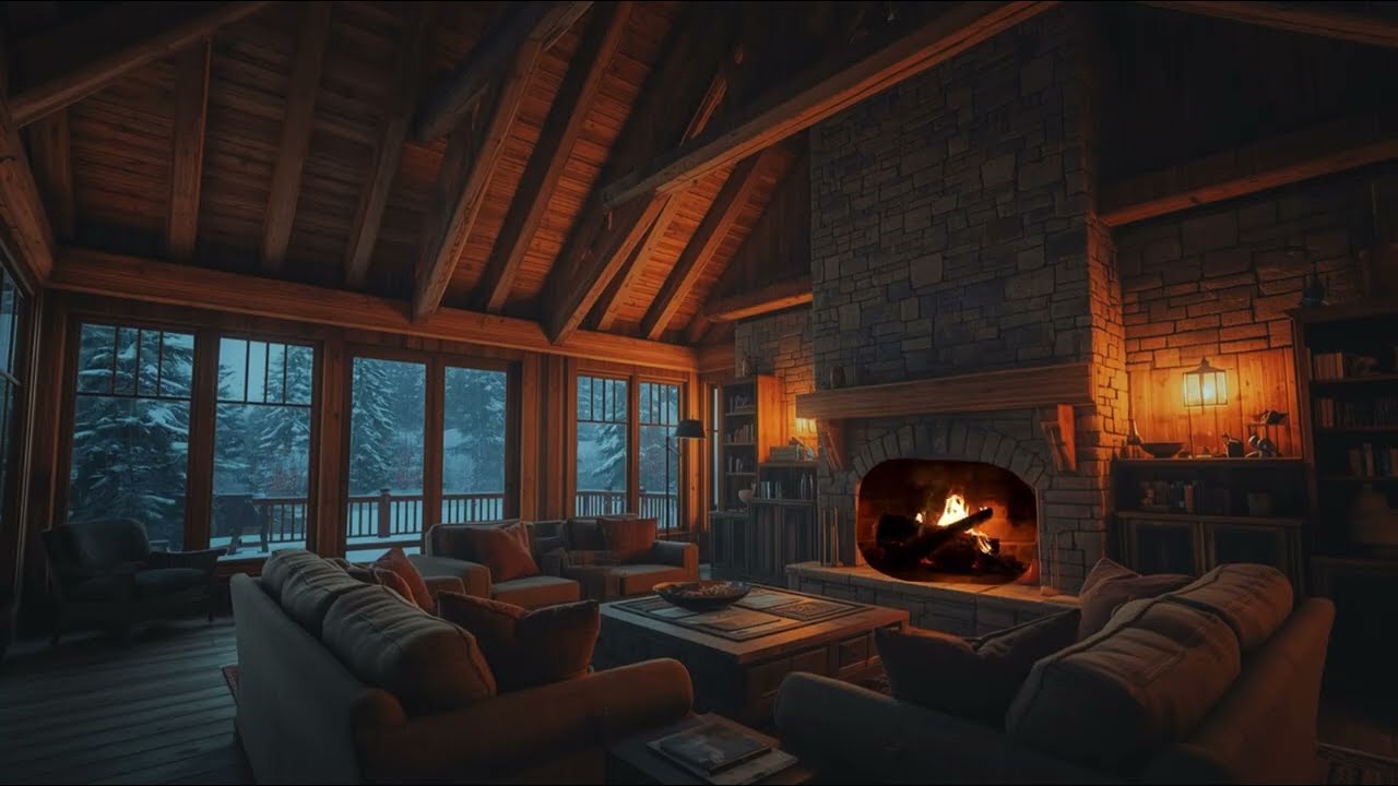 Cozy Cabin Fire Sounds – ❄️ 4 Hours Relaxing Winter Ambience