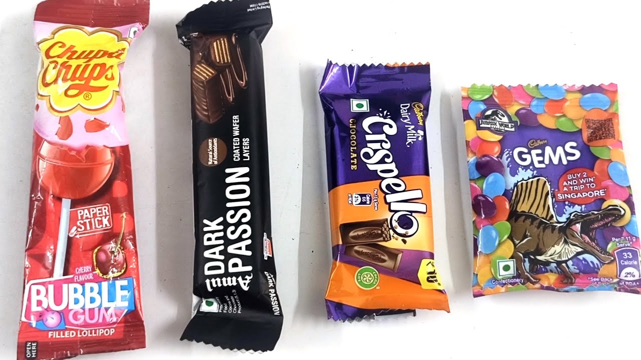 Red Lolipop Vs Amul Dark Chocolate Vs Crispello Vs Gems