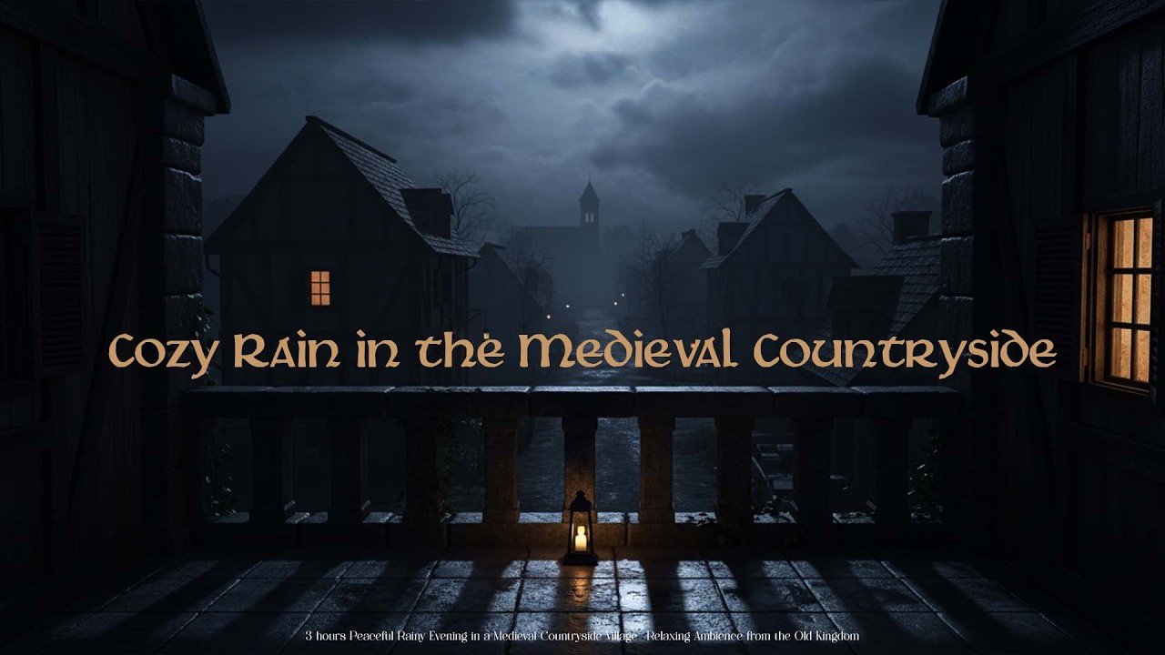Gentle Night Rain at a Medieval Window | Peaceful Sleep Sounds