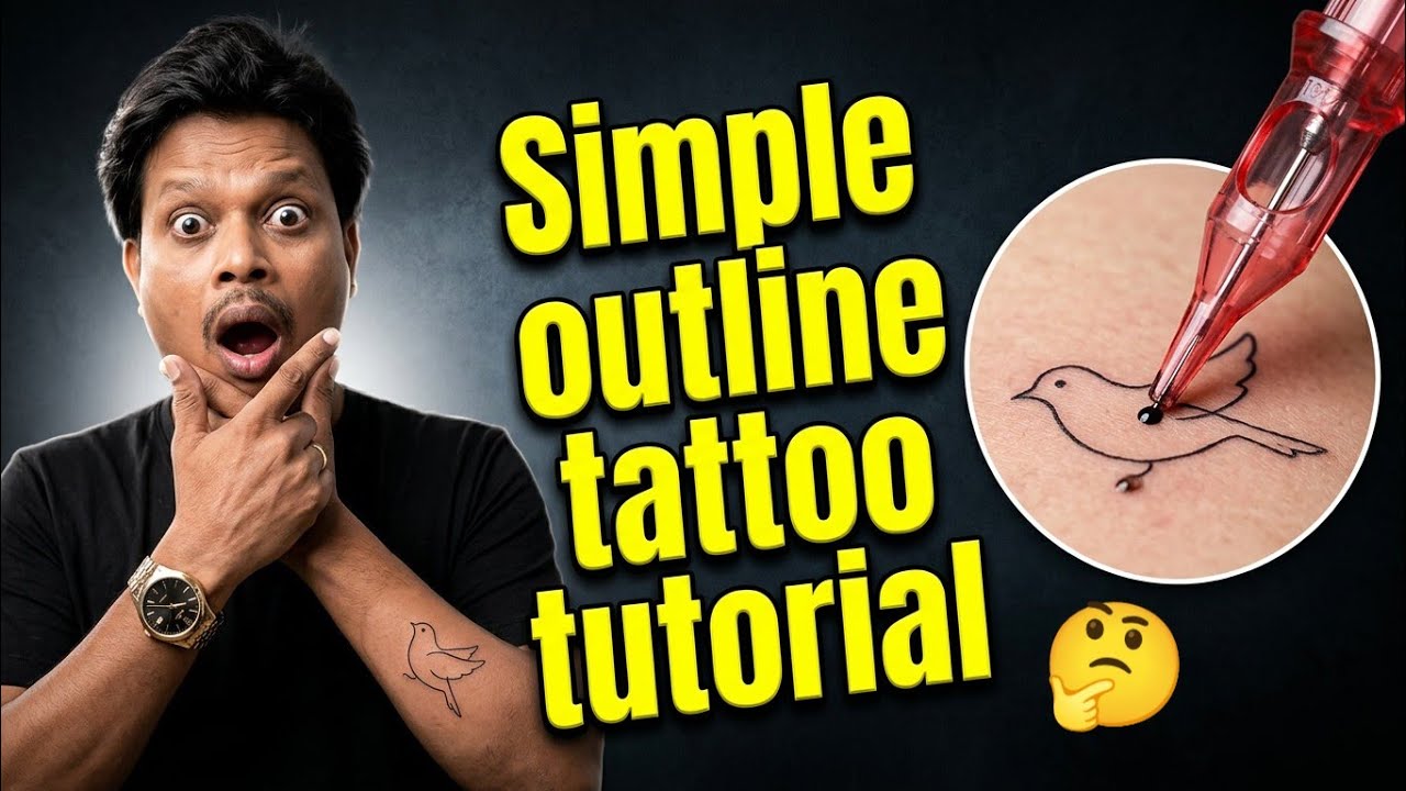 Simple OUTLINE tattoo tutorial #tattoo #tips #howtotattoo