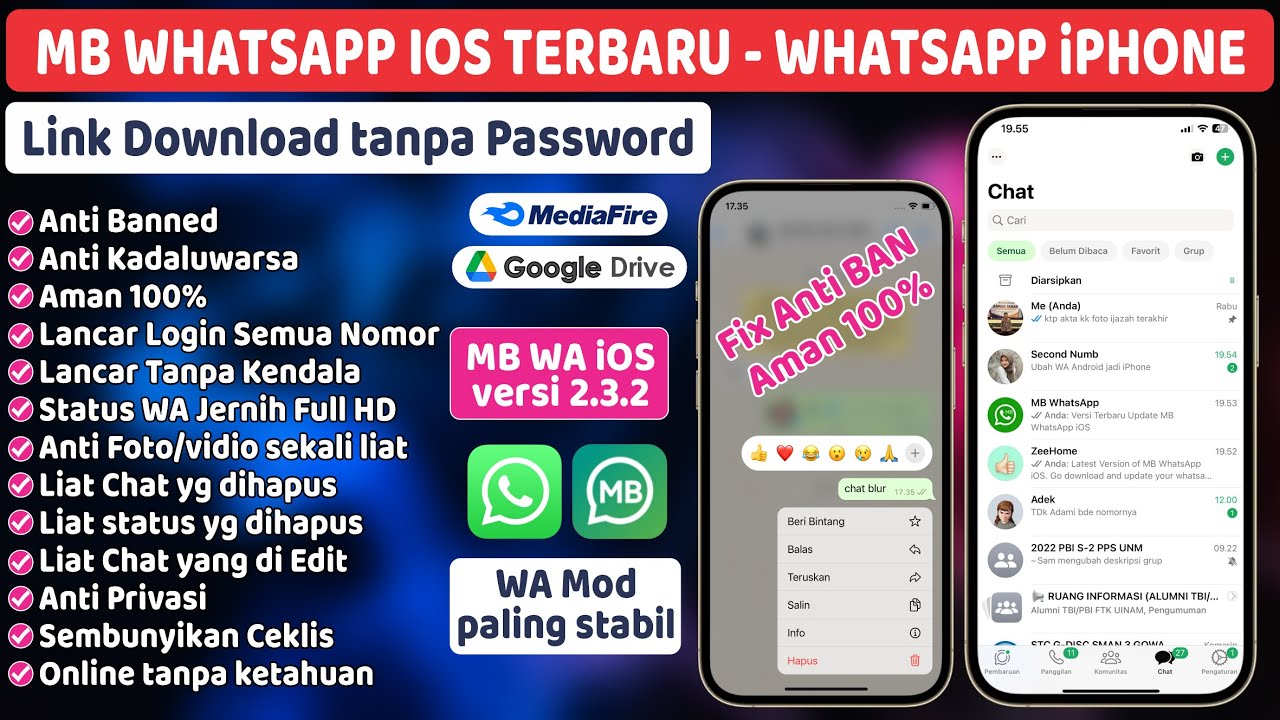 Update MB WhatsApp iOs v2.3.2 Fix Terbaru 20 Oktober 2025 | Tampilan WA Android jadi seperti iPhone