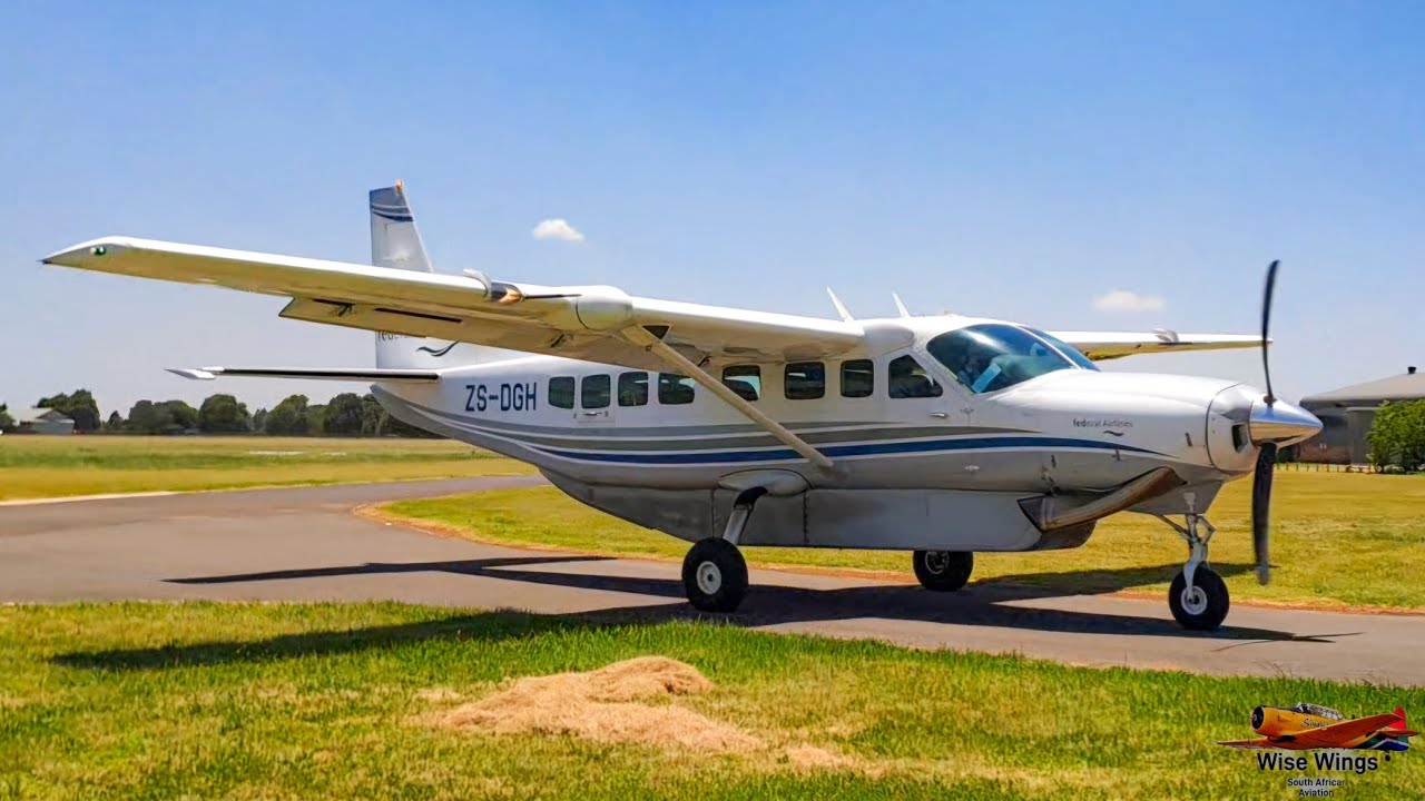 Cessna 208B Grand Caravan departing Springs Aerodome (FASI) with a overhead fly over