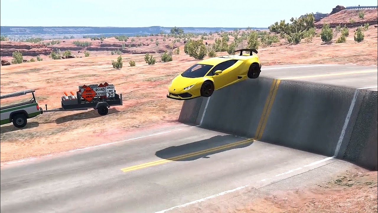 Car's vs Unfinished Road Beamng drive car #youtube #english #music #gaming #trend #top #live #car